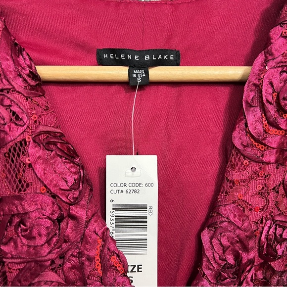 Helene Blake women’s red lace sequin wrap top size S NWT - Picture 9 of 14